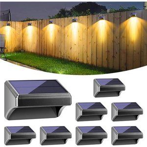 Solar Fence Lights, Outdoor Waterproof Warm White & Color Glowt, LED (8 Packs)